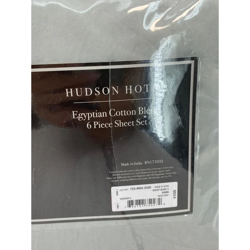 Hudson Hotel Sheet Set Queen Sage Gray 800TC Egyptian Cotton Blend Neutral